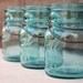 10 Blue Vintage Ball Pint Ideal Mason Jars without Glass Lids