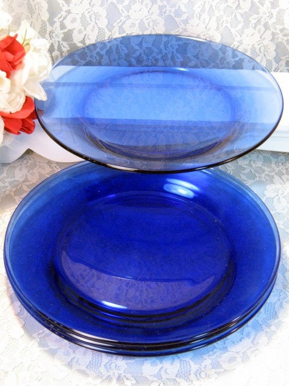 Vintage Pyrex Cobalt Blue Glass Lunch Dessert or Salad Plate