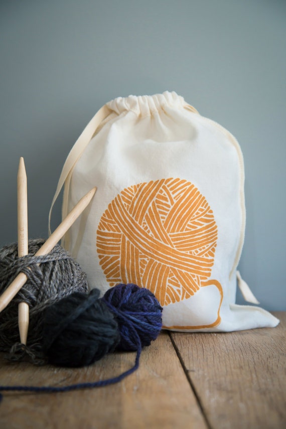 Knitting Bag, Organic Linen Drawstring Bag, Cloth Gift Bag , Bread Bag ...