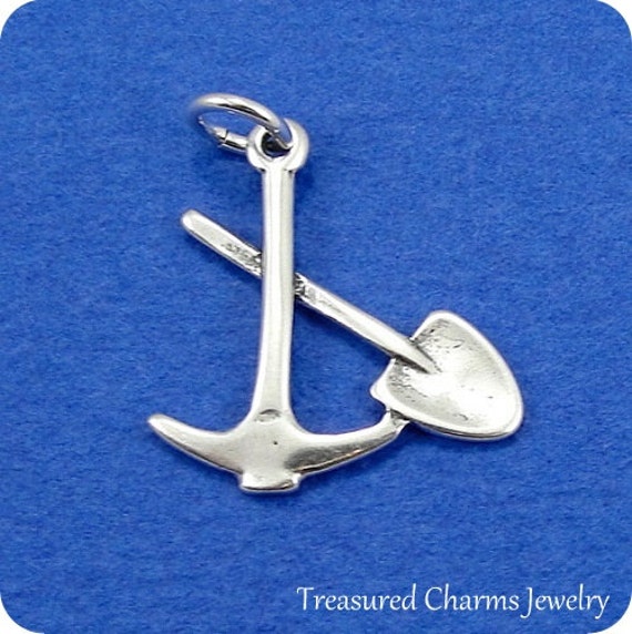 Pick and Shovel Charm Sterling Silver Pick and by treasuredcharms