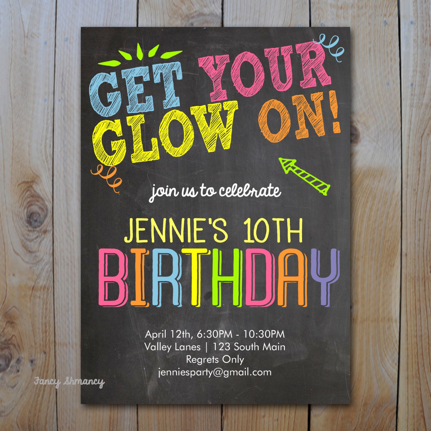 Neon Birthday Invitations 8