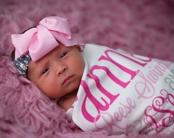 Personalized Baby Blanket Monogrammed Baby Blanket Name Blanket Swaddle Receiving Blanket Baby Shower Gift Photo Prop Birth Announcement