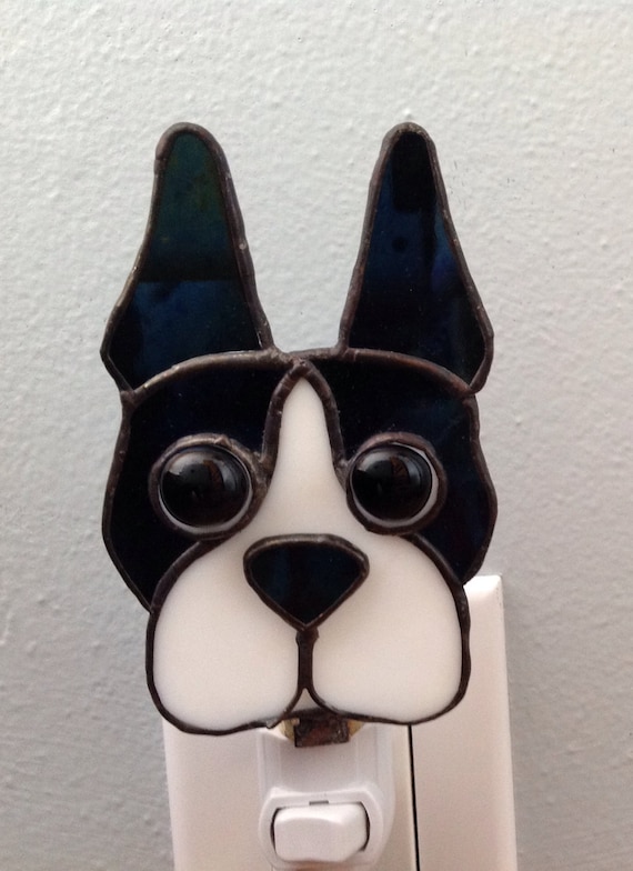 Stained Glass Boston Terrier Night Light