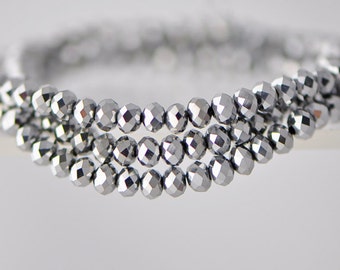 Crystal Glass Rondelle Faceted beads 2x3mm Silver -BZ0330/ 145pcs