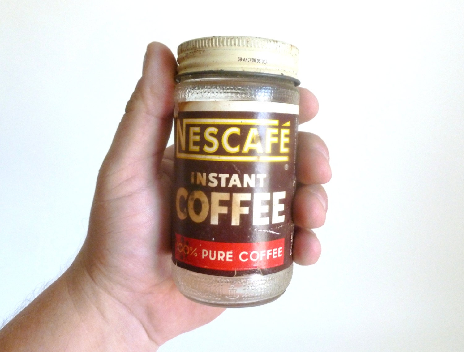 Vintage NESCAFE Instant Coffee 2 oz. Glass Jar with by JoeBlake