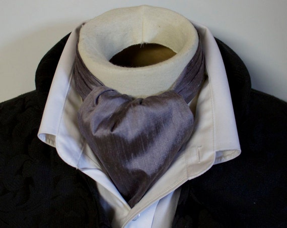 Moonshadow Grey/Lavender Dupioni SILK DAY Cravat Victorian