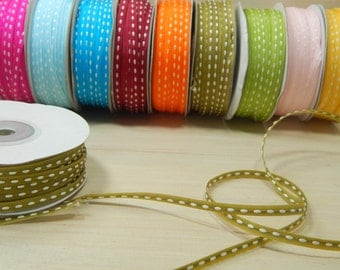 50 Yard Full Reel 3mm Double-Sided Sitched Organza Ribbon in Olive Green