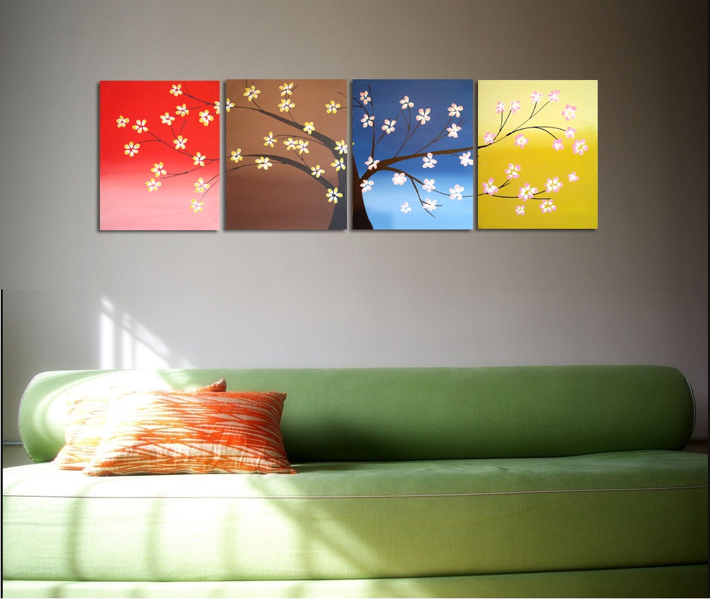 Wall triptych contemporary art piece painting modern artwork