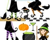 Witching Hour Cute Digital Clipart - Commercial Use OK - Witch Clipart, Witch Graphics, Witch Feet, Digital Art Il_170x135
