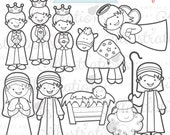 Christmas Nativity Cute Christmas Digital Stamps for Commercial or Personal Use, Nativity Digital Stamp, Christmas Graphics, Christmas Il_170x135