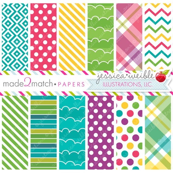 Mermaid Princess Papers Cute Digital Paper Backgrounds for Commercial or Personal Use, Pink, Green, Teal, Papers, Patterns Il_570xn