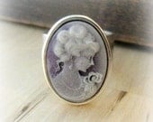 Cameo Ring Sterling Silver Wide Band Ring Victorian Jewelry