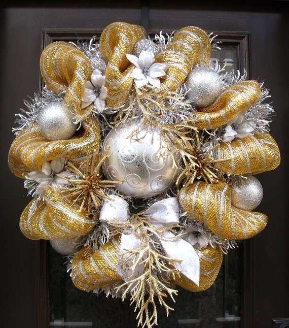 gold and silver christmas wreath mesh wreaths christmas deco gold and silver christmas wreath mesh wreaths christmas deco