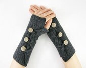 Gray fingerless gloves arm warmers fingerless mittens  wrists warmers arm cuffs recycled wool upcycled fall winter fashion eco friendly