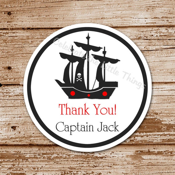 Set of 12 / Pirate Favor Tags, Stickers / Pirate Ship / Personalized Il_570xn