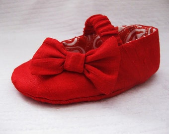 Girls red shoes red baby shoes Dupioni Silk shoes for girls red Christmas toddler shoes holiday shoes - Shannon