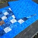 Batik Table Runner Snow Day WInter Blue Quilted