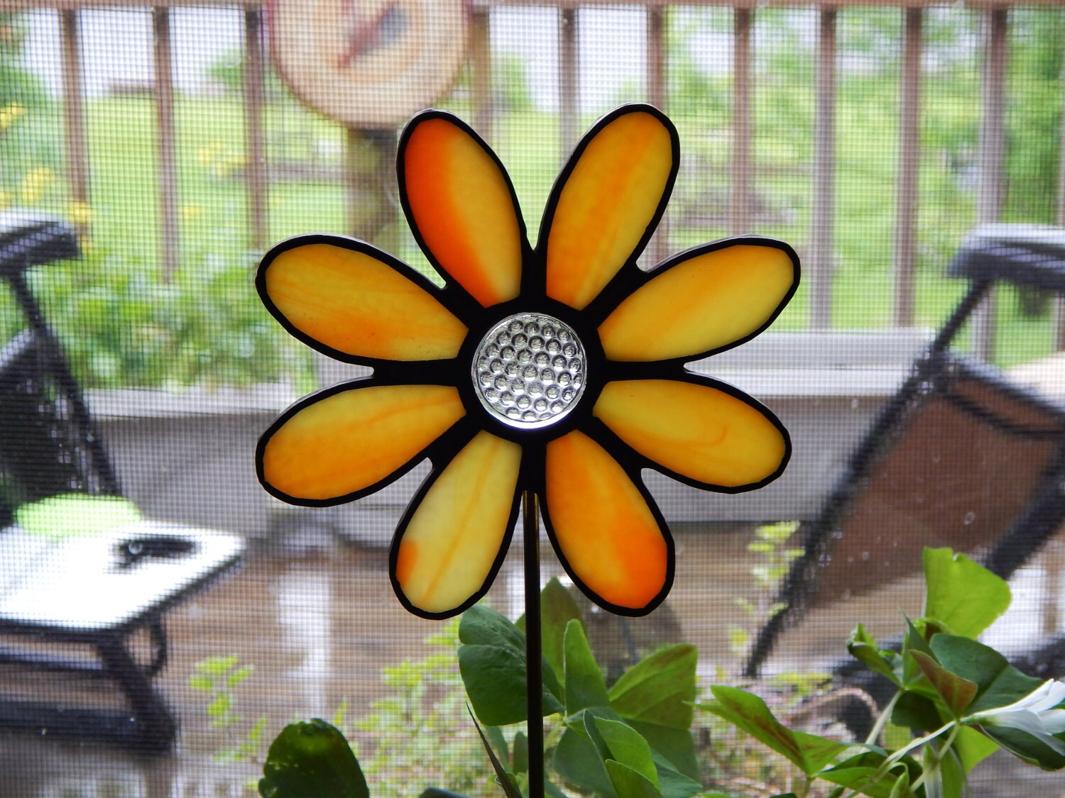 Stained Glass Flower Garden Stake/Pot by RedfordGlassStudio