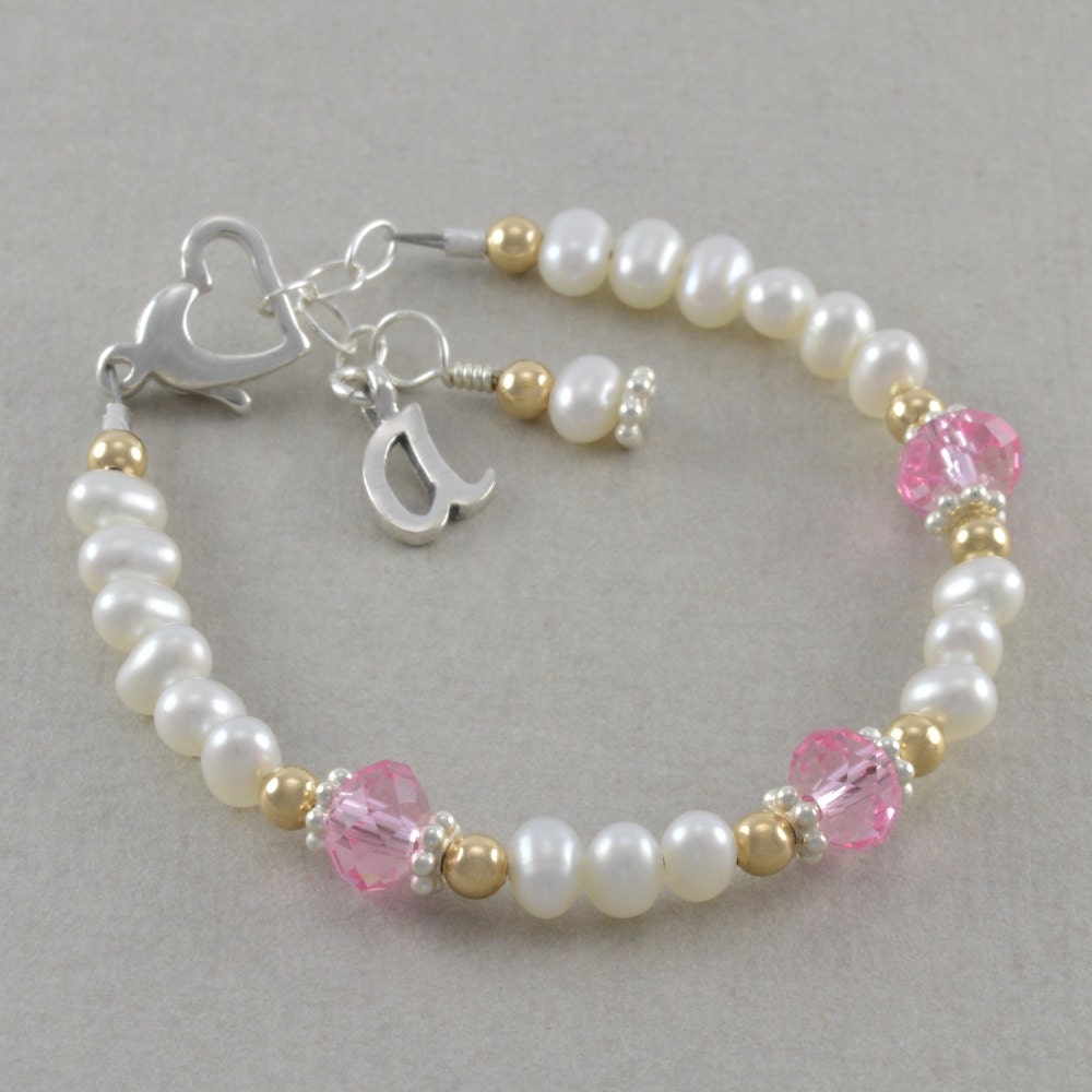 Little Girl Bracelet Childs Pearl Bracelets by SixSistersBeadworks