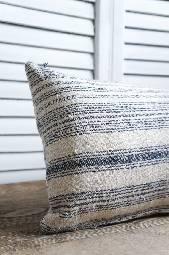Vintage indigo hemp pillow cover by OliverandRust on Etsy