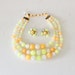 Vintage CITRUS Three Strand Necklace with Matching Clip On Earrings - neon, mod, white, 1970s