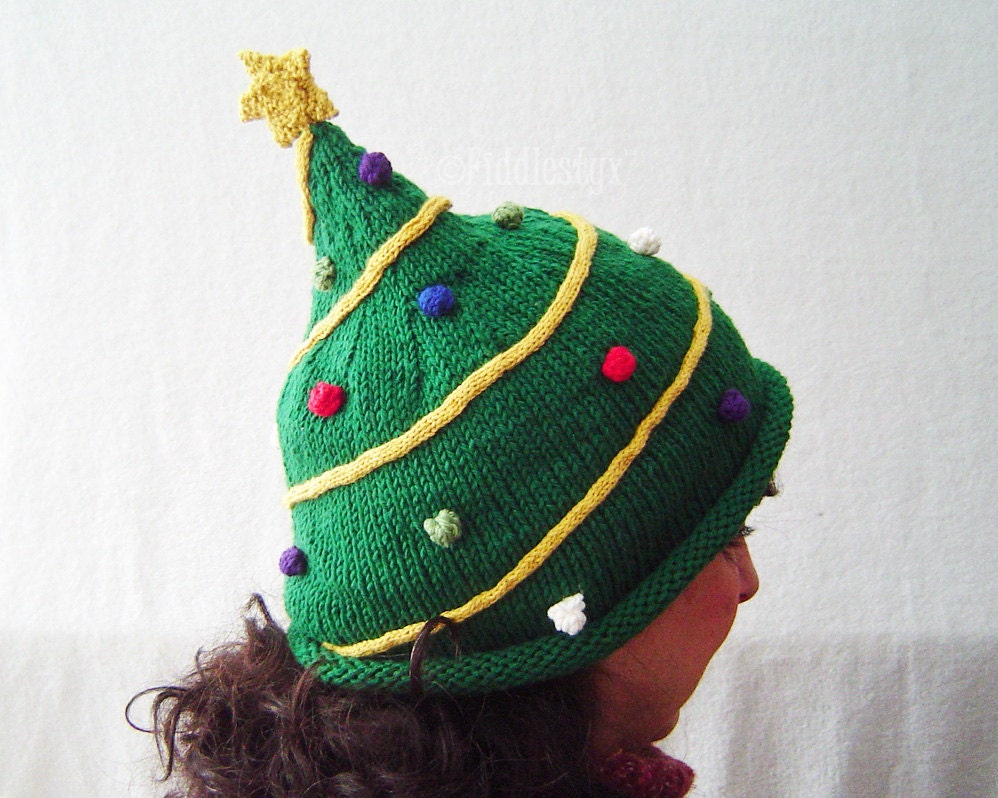 Knitting Pattern Christmas Tree Hat Pattern by FiddlestyxStudios