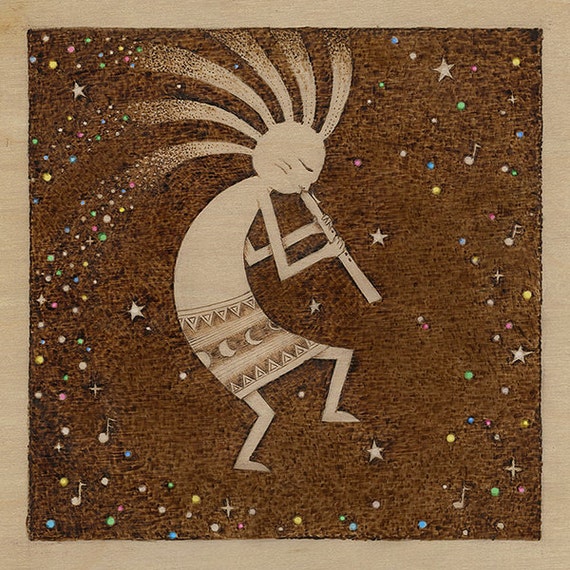 Kokopelli Pyrography Giclee Fine Art Print by Jason