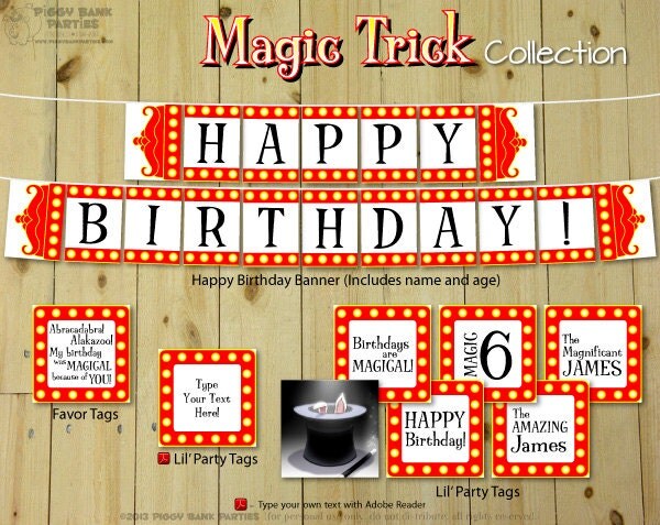 MAGIC TRICK Collection DIY Printable Magician Birthday Party