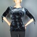 Blue Velvet Top, Gray, Grey, Tie dye, Upcycled, Stretch, Slashed, Recycled, Ladies, Pixie, Sleeve, Psy, Party, Clothing, Small/Medium - OOAK