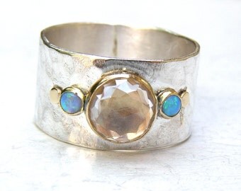 Handmade Engagement Ring - Fine 14k gold ring silver ring White Topaz Gemstone Similar diamond ring MADE TO ORDER
