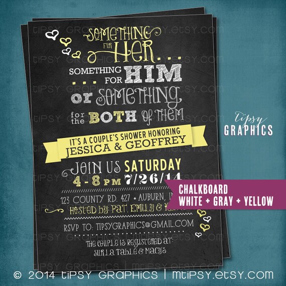 Chalkboard Something for Him, Her or Something for the Both of Them. CHEVRON Co-Ed Wedding Shower Invite By Tipsy Graphics. Any colors Il_570xn