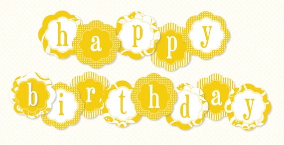 Sunshine Party PRINTABLE Happy Birthday Banner (INSTANT DOWNLOAD) by Love The Day Il_570xn