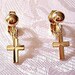 Cross Clip On Earrings Gold Tone Avon Vintage Smooth Dangles