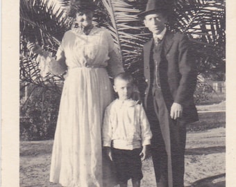 Vintage Photo - Family by Palm Tree - Vintage Photograph (EEE)