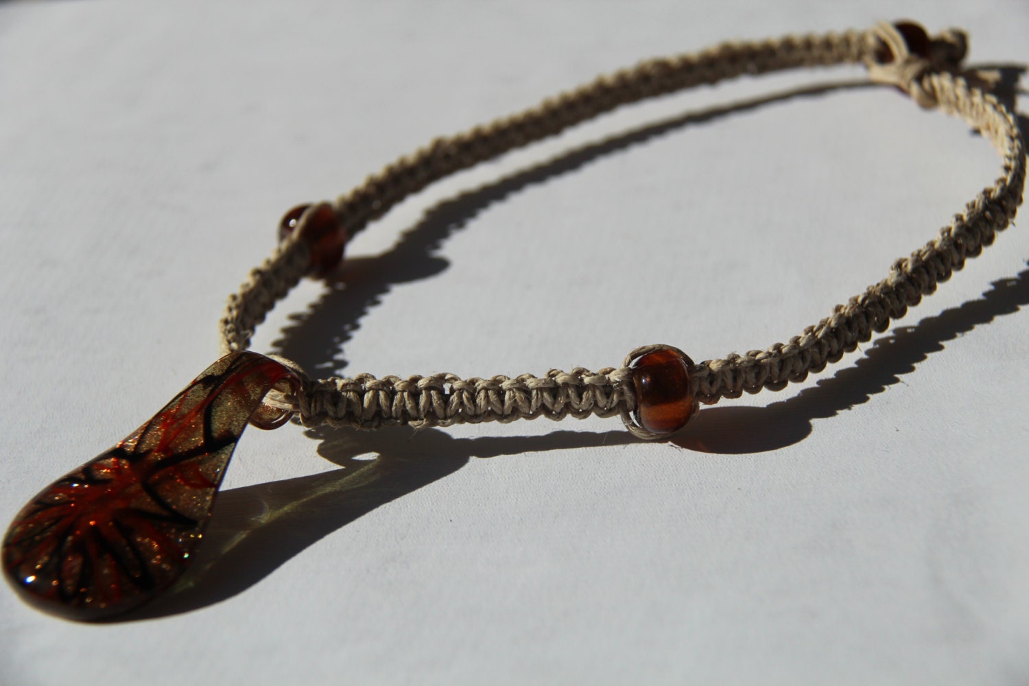 Hemp Pendant Necklace by TaraSugar on Etsy