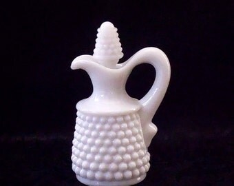Milk Glass Hobnail Pitcher with Stopper