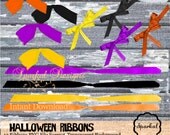 Halloween Ribbons for Digital Scrapbooking and Card Making Set 12 Digital Halloween Element Bow Scrapbooking Embellishment Instant Download Il_170x135
