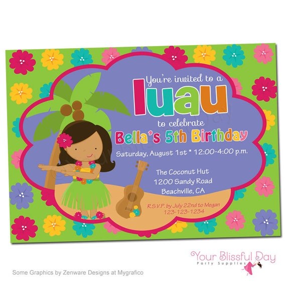 PRINTABLE Luau Party Invitation (Character of your choice) #549 Il_570xn
