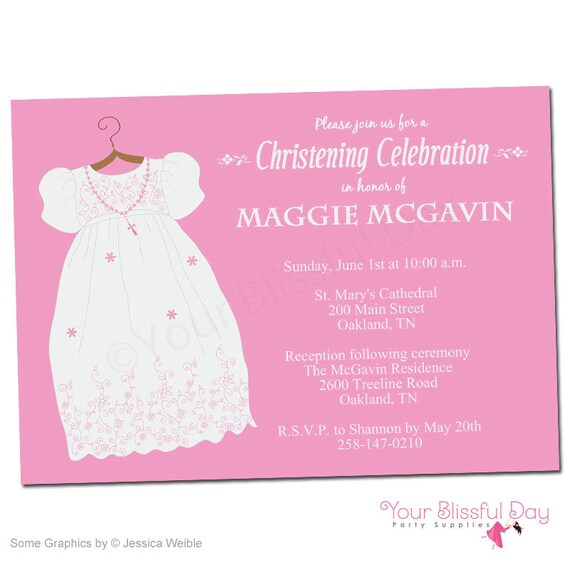 PRINTABLE Baby Girl Christening/Baptism Party Invitations #601 Il_570xn