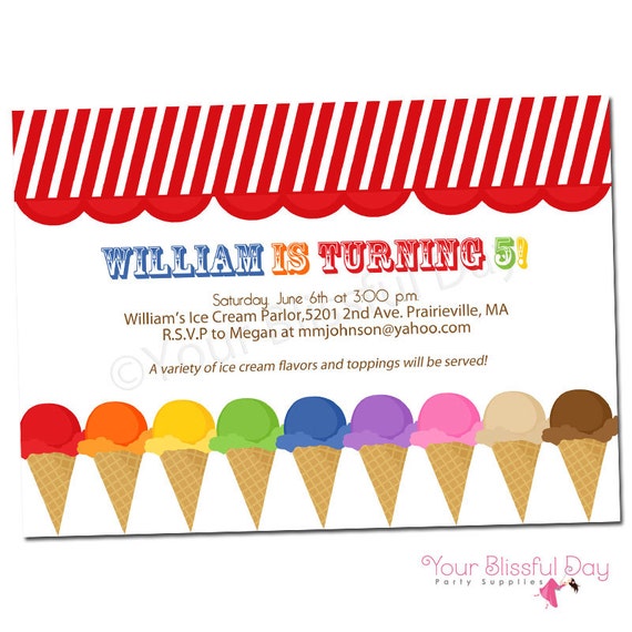 PRINTABLE Ice Cream Party Invitation #575 Il_570xn