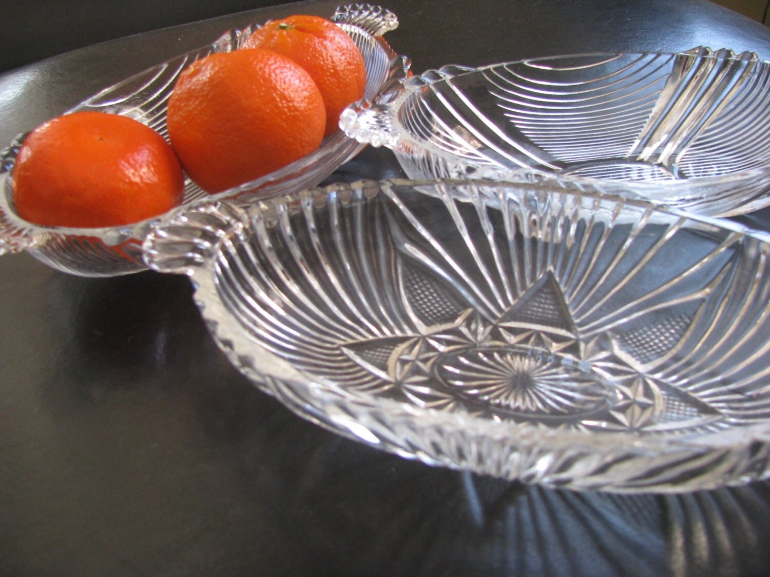 Set of 3 Vintage Condiment Glass Dishes Retro Kitchen Haute Juice