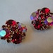 Vintage Earrings Red Weiss with AB Rhinestone is Designer Signed Clips in gold tone metal setting 1950s Valentines Day Love Gifts