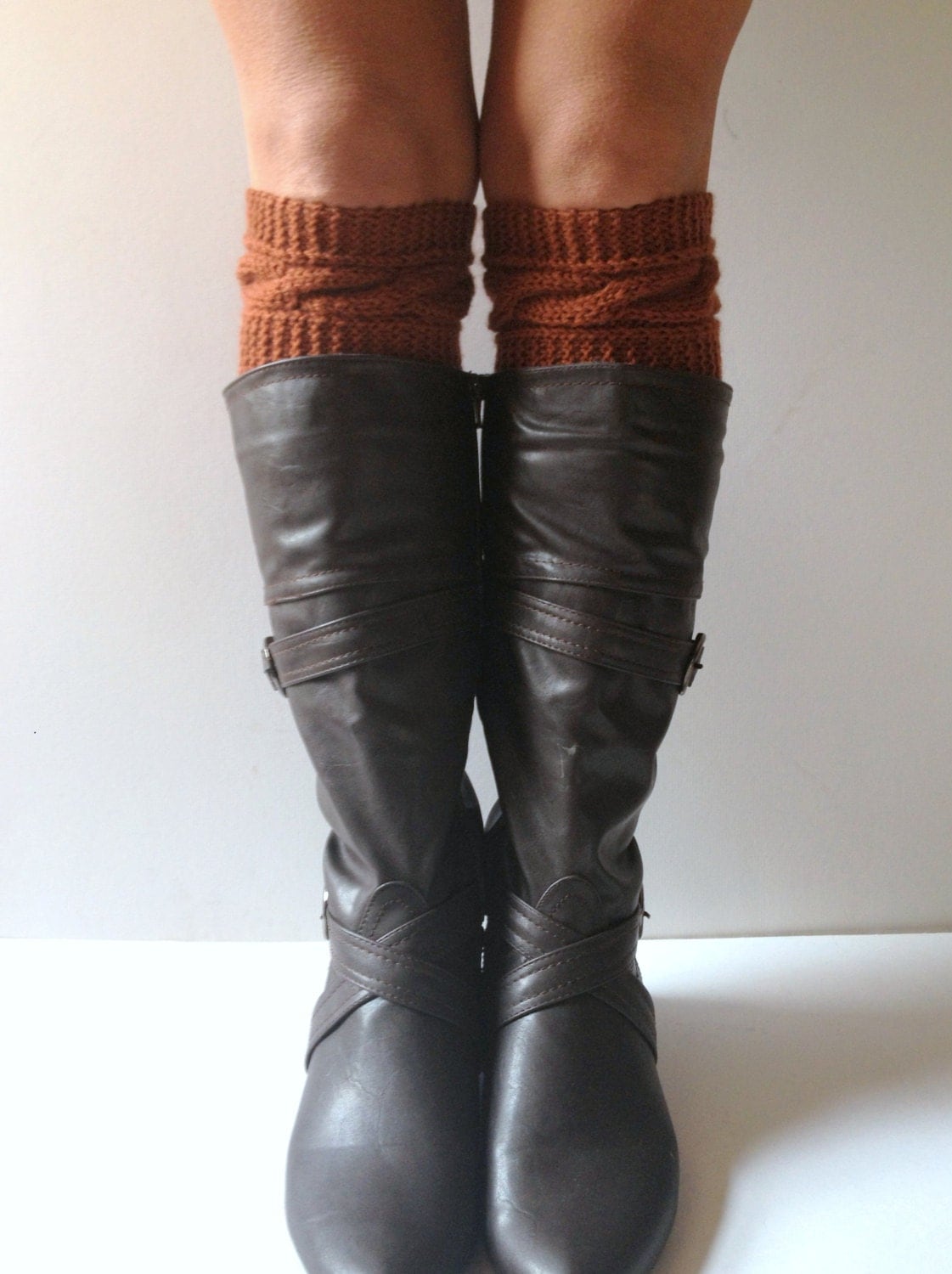 Brown Sugar Boot Cuffs Cable Knit Boot Liners Toppers