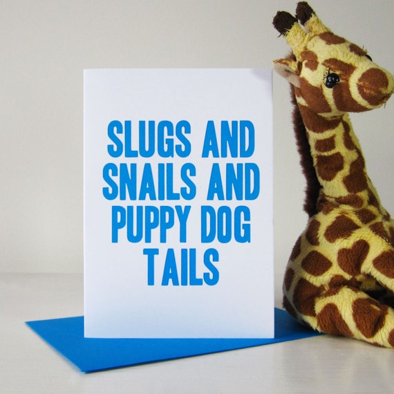 Slugs and Snails and Puppy Dog Tails Card Baby Boy by mrsLcards