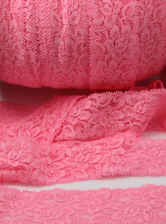 Pink Stretch Lace Elastic 1 1/2 Baby by wholesaleflowers