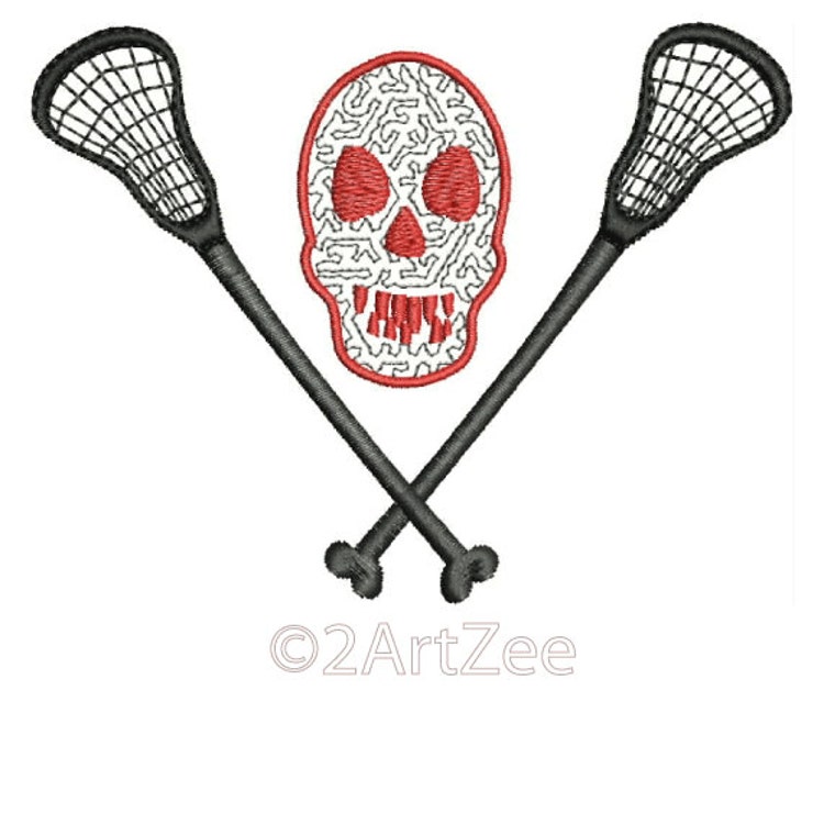 Lacrosse Skull & Bones Machine Embroidery by 2artzee on Etsy