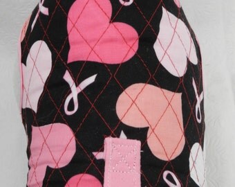 Custom Quilted Reversible BCA Breast Cancer Awareness Survivor/Warrior Travel Harness. Perfect for your Cat, Dog or Ferret.