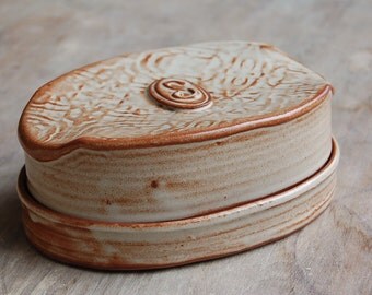 Covered Butter Dish with Monogram, Pottery Butter Dish or Cheese Plate Serving Dining Bespoke Wedding Gift *Made to Order*