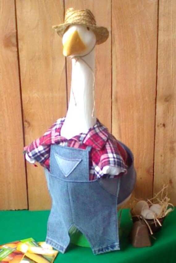 Goose 3 piece Farmer outfit for your lawn goose Blue Jeans