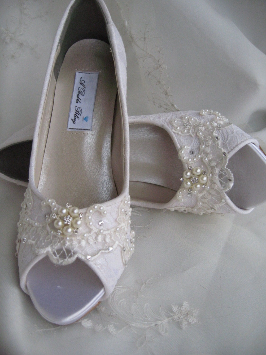 Wedding Shoes Ivory or White Bridal Shoes with Lace and